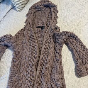 Moda International Cable Knit Hooded jacket - Taupe